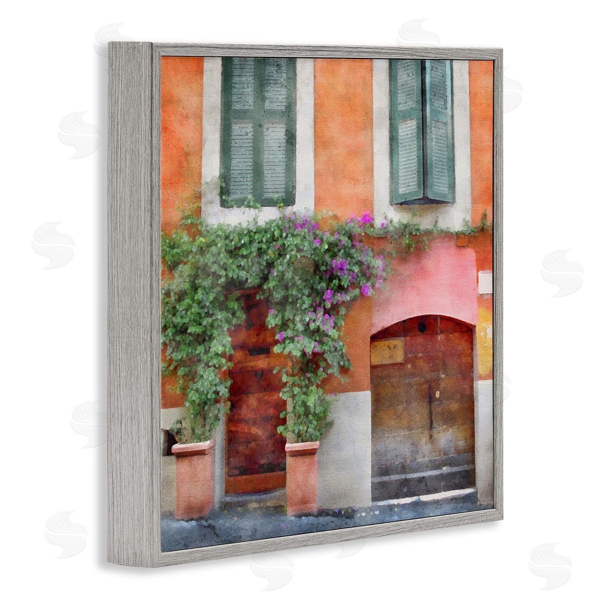 LSR Design Studio Floral Building in Italy Gray Framed Glicee Wall Art Print