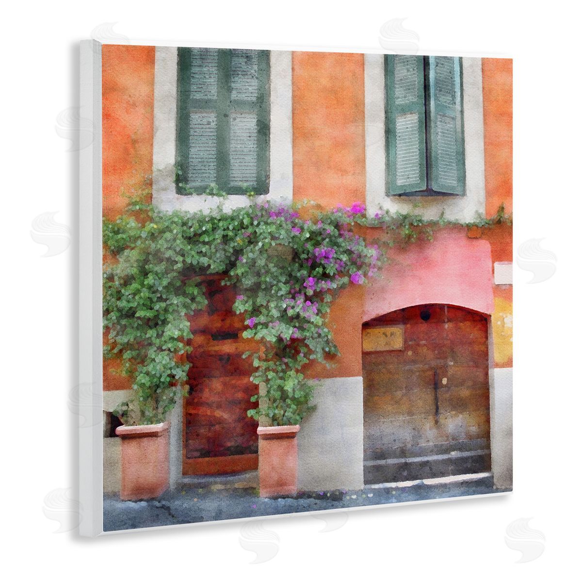 LSR Design Studio Floral Building in Italy Wooden Wall Plaque Art Print