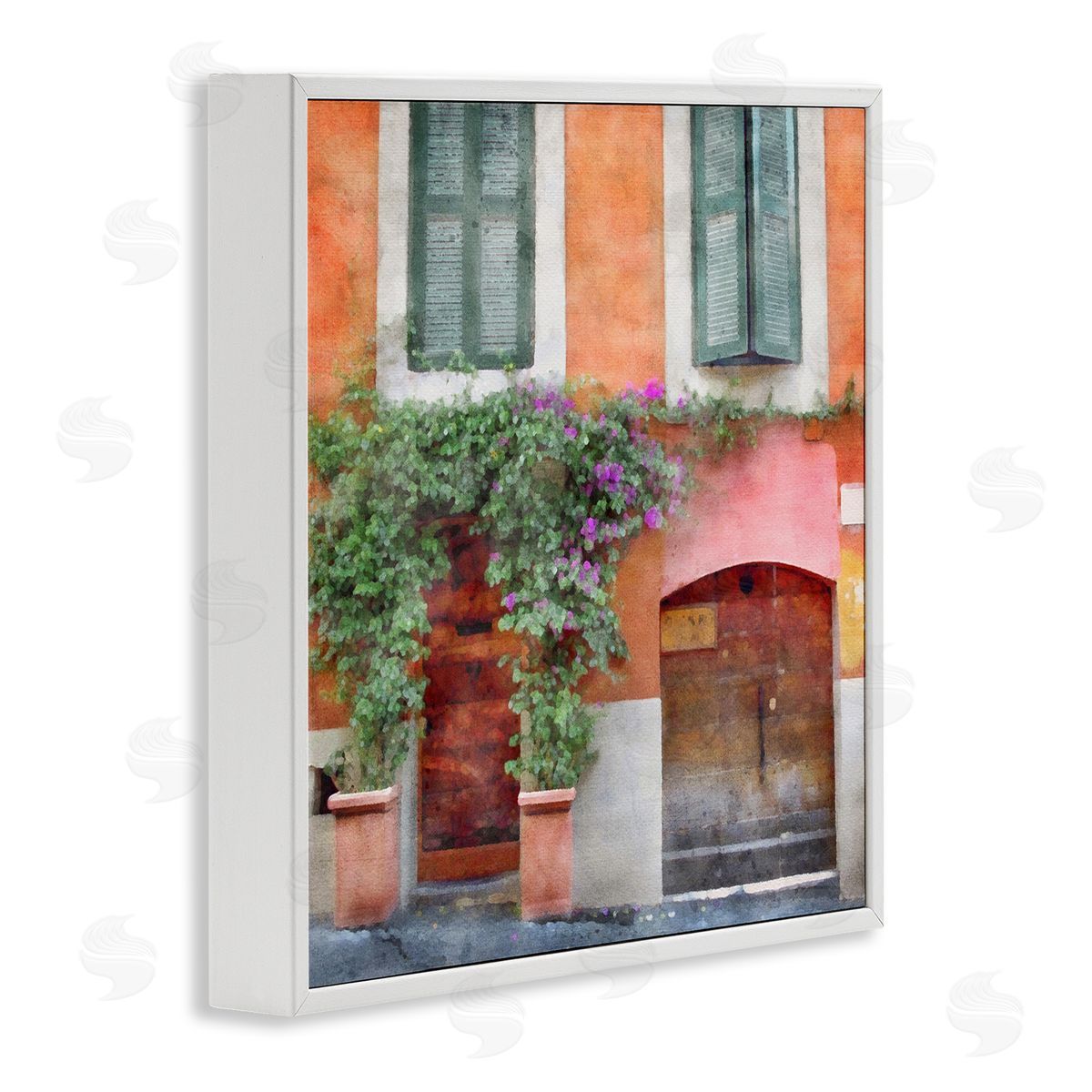 LSR Design Studio Floral Building in Italy White Framed Glicee Wall Art Print