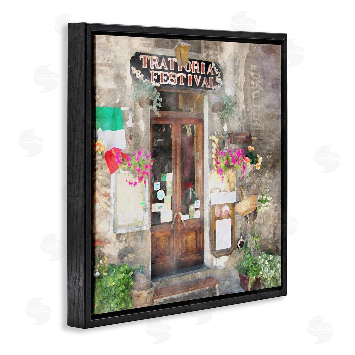 LSR Design Studio Festive Italian Doorway Black Floating Frame Canvas Wall Art Print