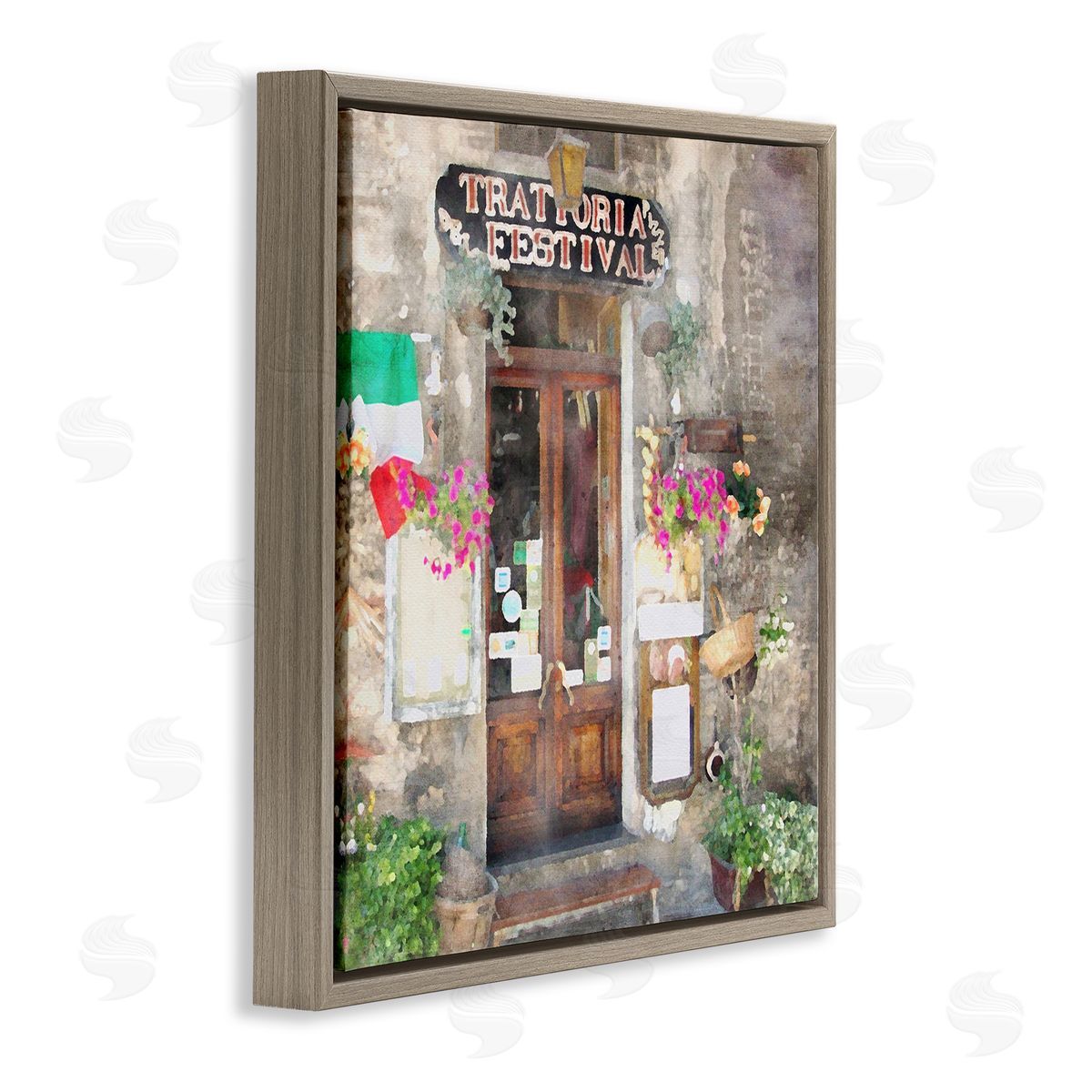 LSR Design Studio Festive Italian Doorway Brown Floating Frame Canvas Wall Art Print