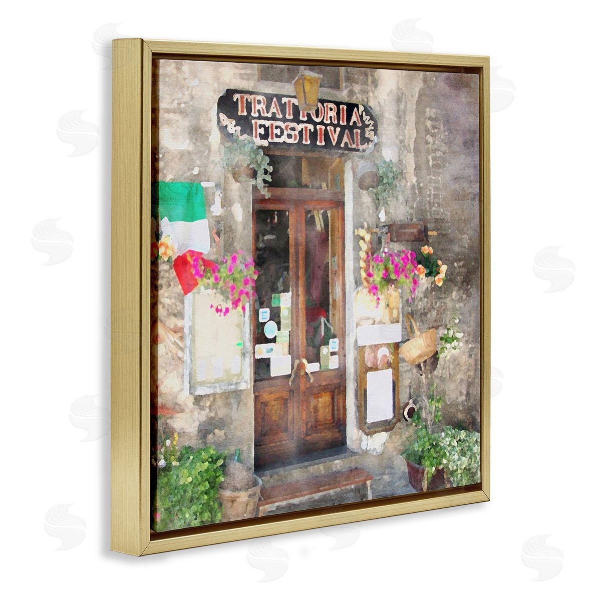 LSR Design Studio Festive Italian Doorway Gold Floating Frame Canvas Wall Art Print