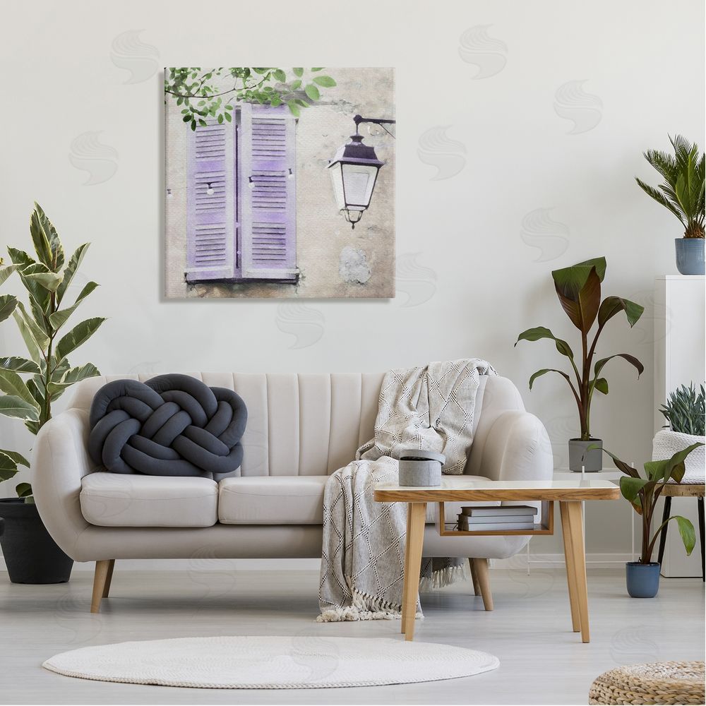LSR Design Studio Purple Shutters Scenery Canvas Wall Art in Room