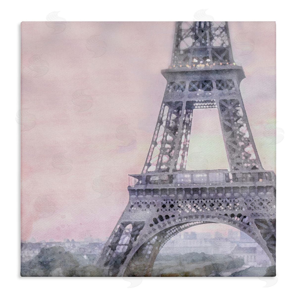 LSR Design Studio Eiffel Tower at Sunrise Stretched Canvas Wall Art Print