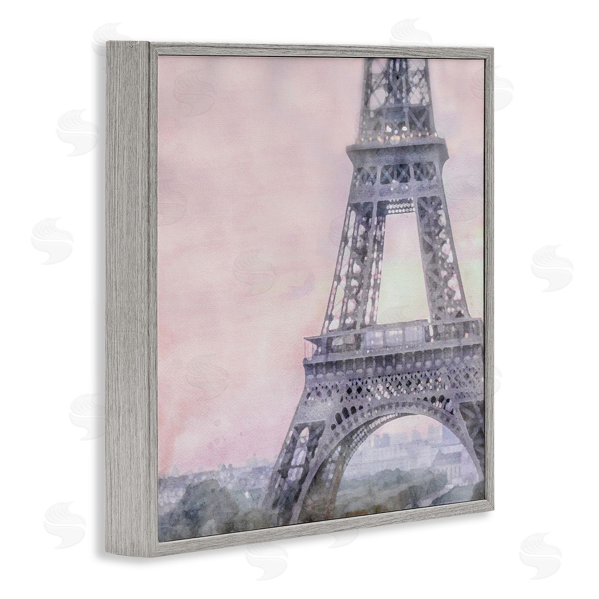 LSR Design Studio Eiffel Tower at Sunrise Gray Framed Glicee Wall Art Print