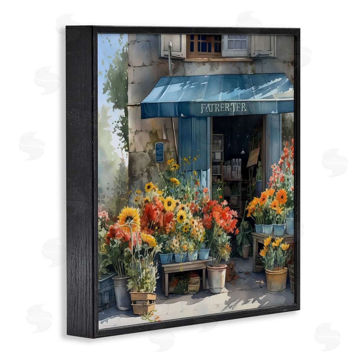 LSR Design Studio Village Flower Shop Black Framed Glicee Wall Art Print