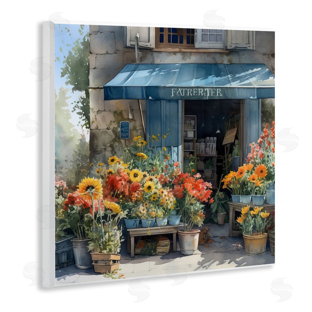 LSR Design Studio Village Flower Shop Wooden Wall Plaque Art Print