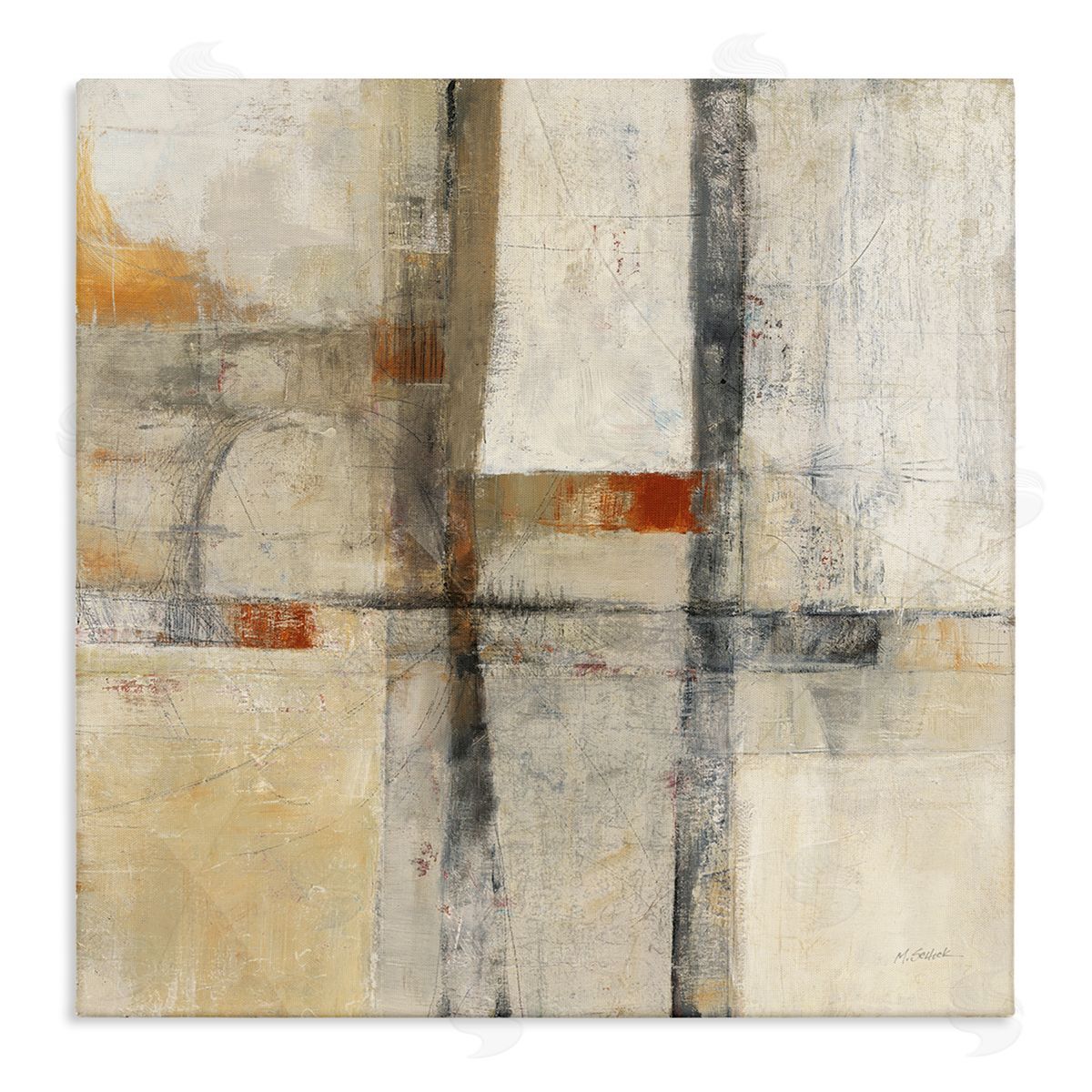 Mike Schick Beige Geometric Abstraction Canvas Wall Art