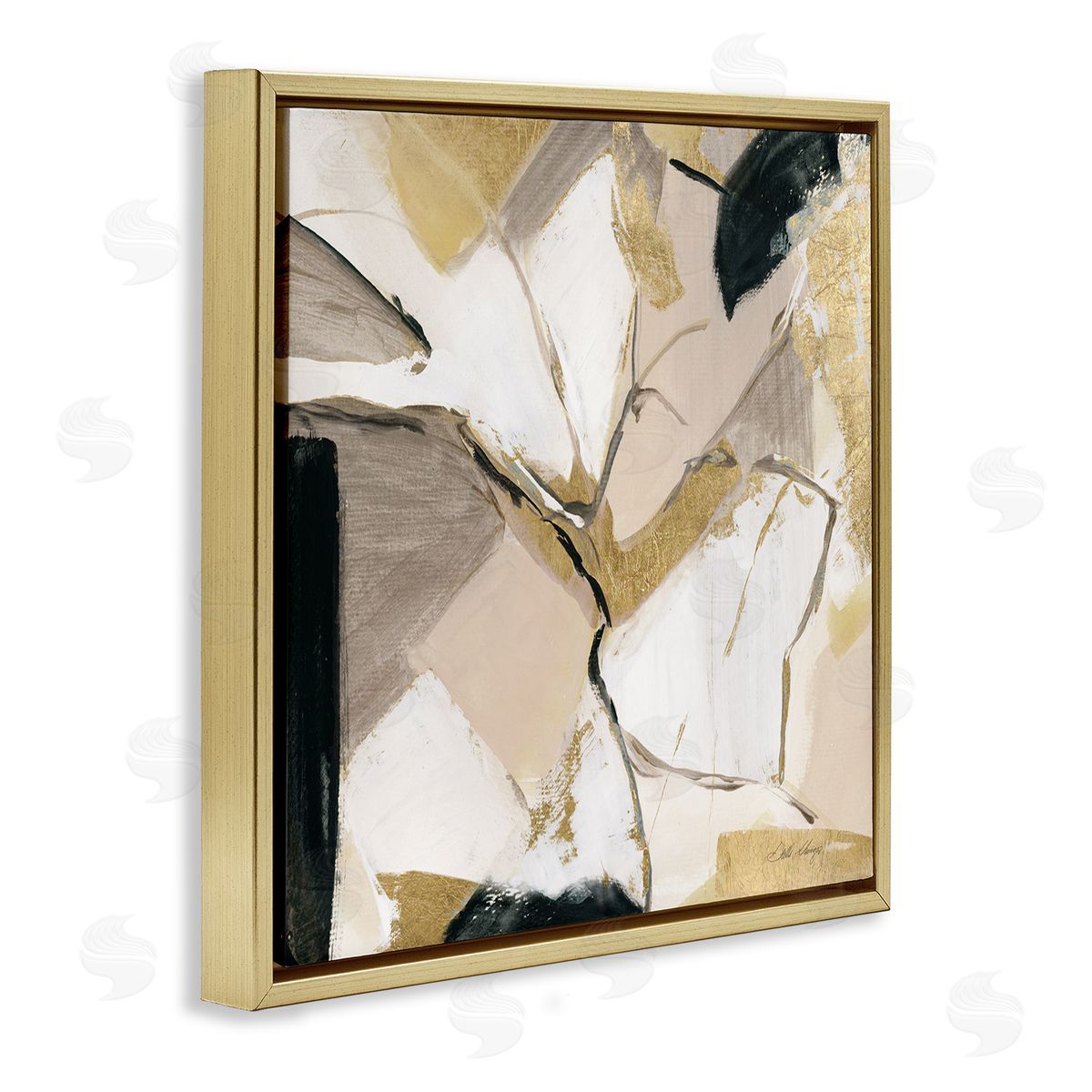 Stella Chang Glam & Beige Abstraction Gold Floater Frame Canvas Artside_
