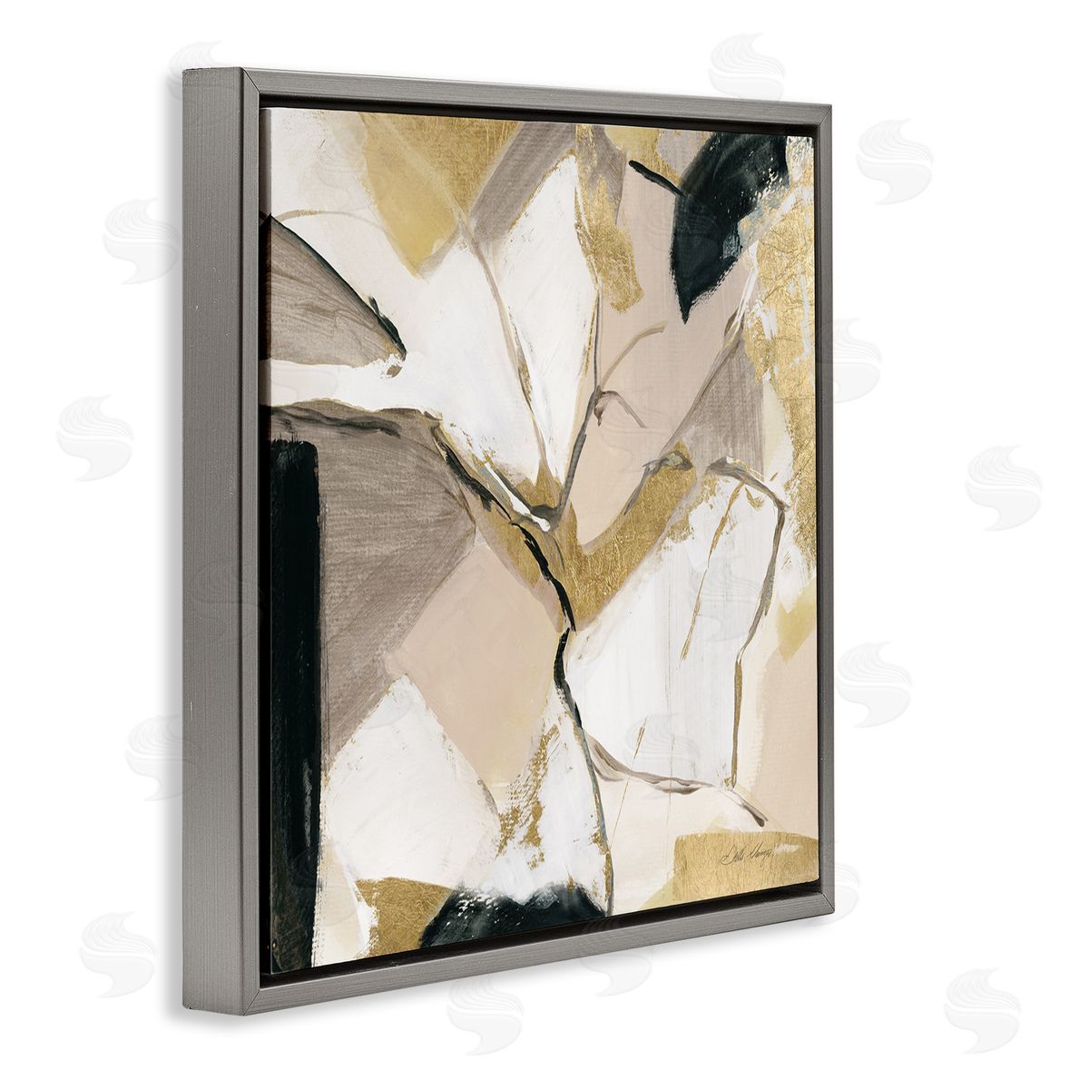 Stella Chang Glam & Beige Abstraction Gray Floater Frame Canvas Artside_