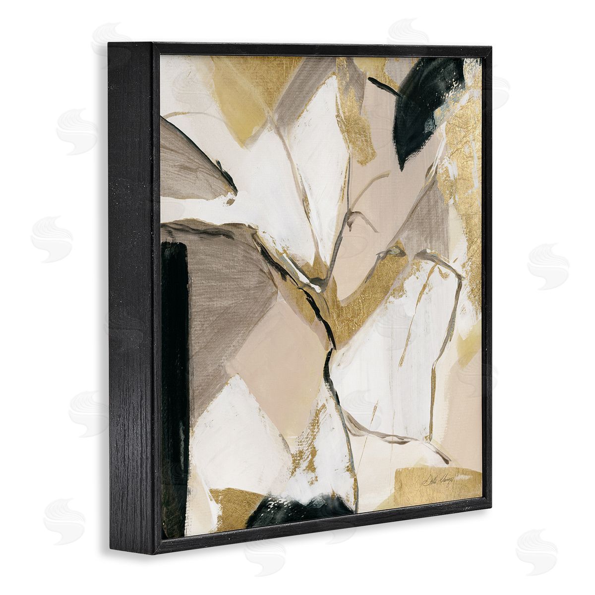 Stella Chang Glam & Beige Abstraction Black Framed Giclee Wall Artside_