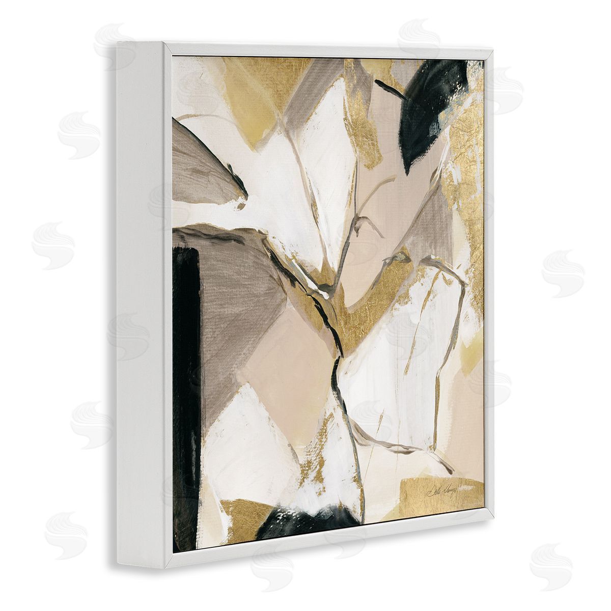 Stella Chang Glam & Beige Abstraction White Framed Giclee Wall Artside_