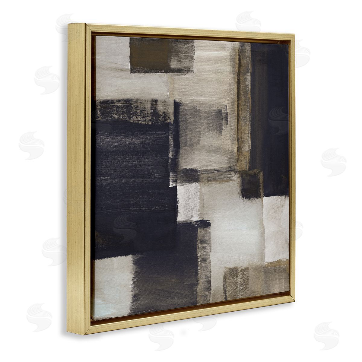 Nan Abstract Black & Brown Gold Floater Frame Canvas Artside_
