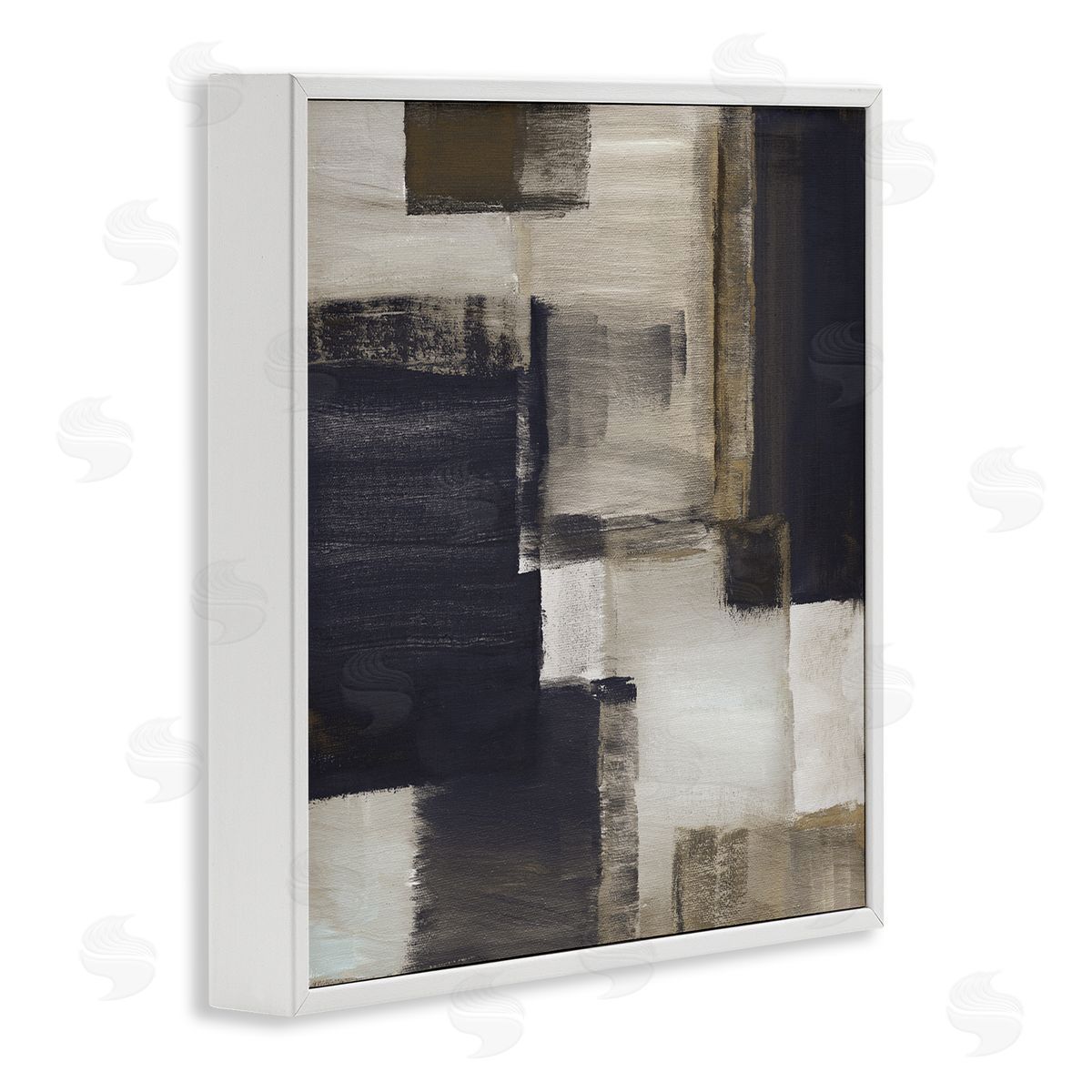 Nan Abstract Black & Brown White Framed Giclee Wall Artside_
