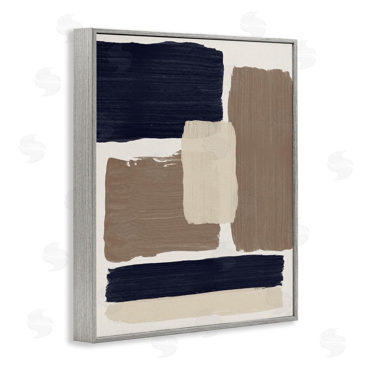 Natalie Carpentieri Black & Brown Squares Gray Framed Giclee Wall Artside_