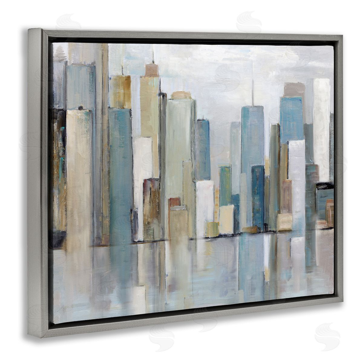 Sally Swatland Abstract Cityscape Buildings Gray Floater Frame Canvas Artside_