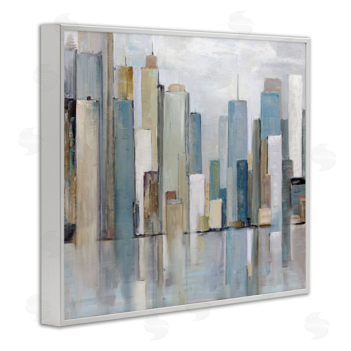 Sally Swatland Abstract Cityscape Buildings White Framed Giclee Wall Artside_