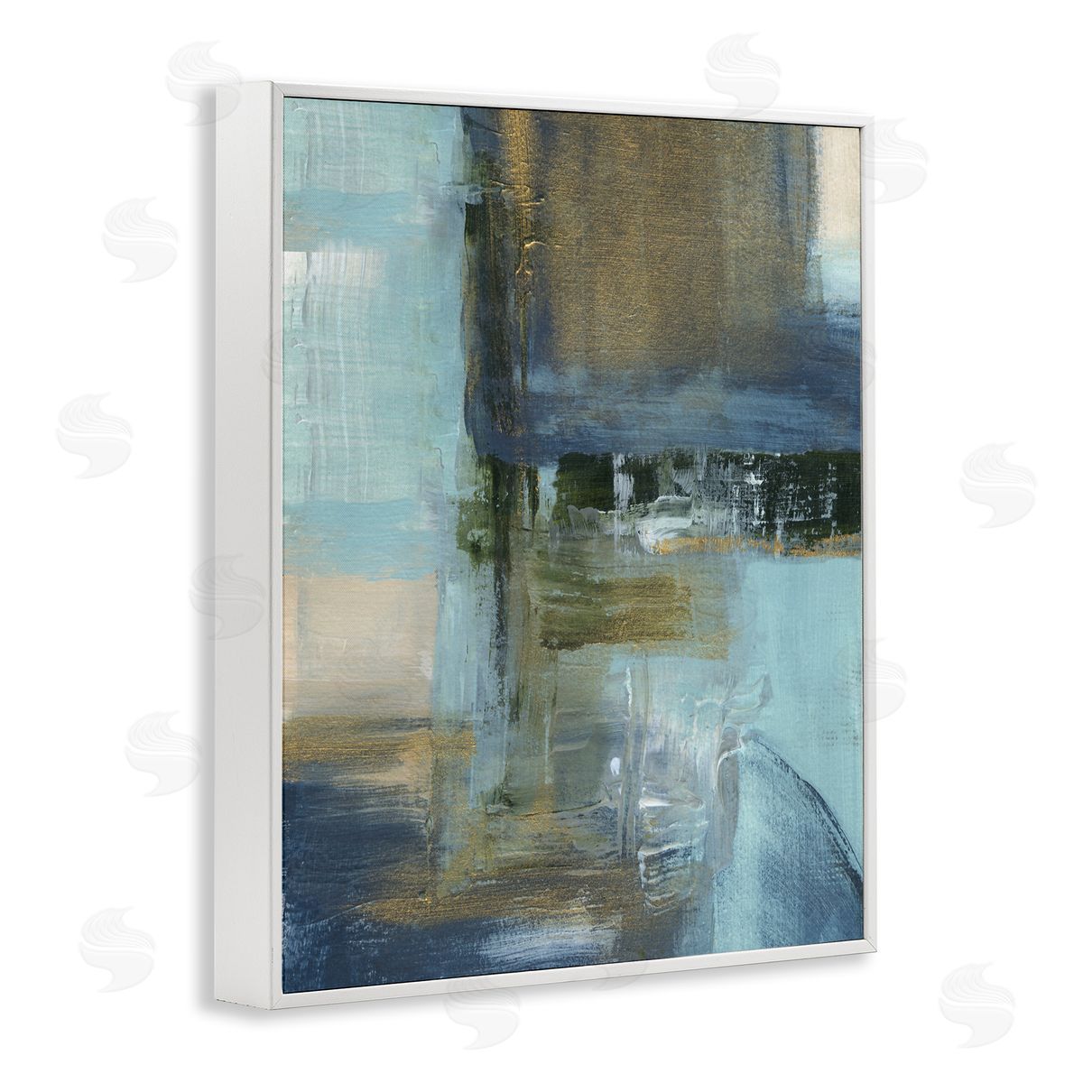 Susan Jill Abstract Blue & Glam White Framed Giclee Wall Artside_