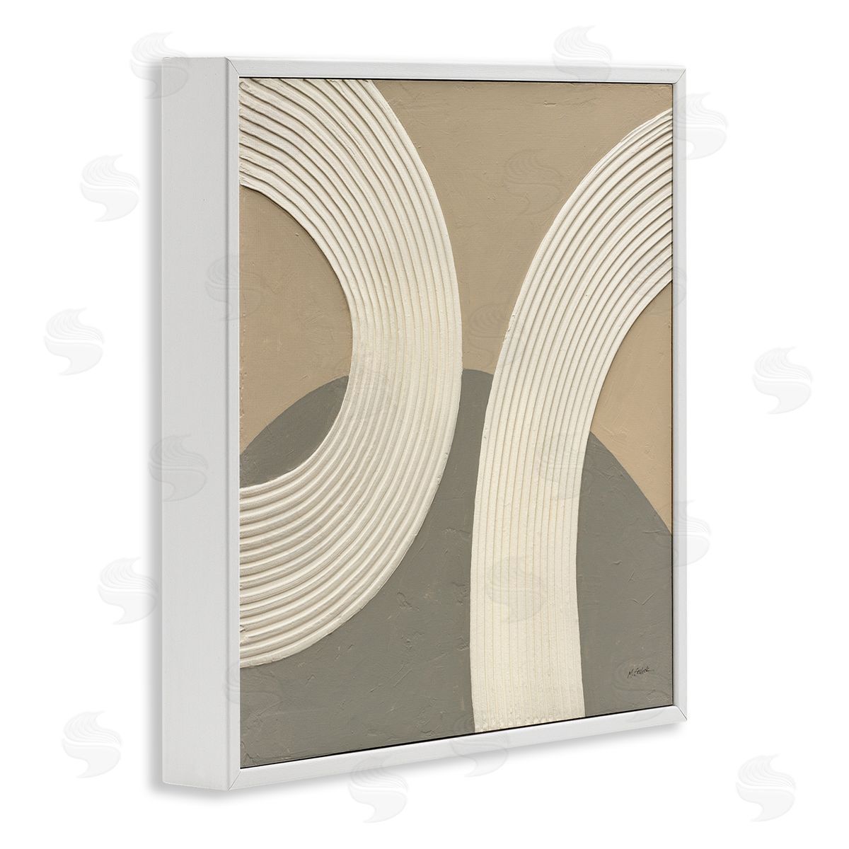 Mike Schick Contemporary Circular Shapes White Framed Giclee Wall Artside_