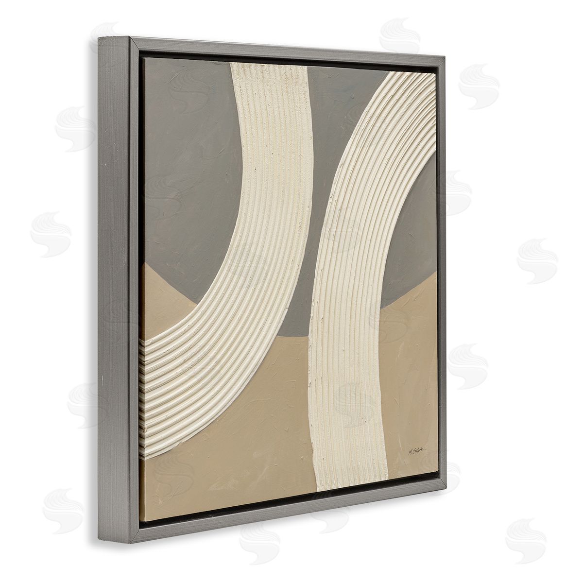 Mike Schick Modern Abstract Circles Gray Floater Frame Canvas Artside_