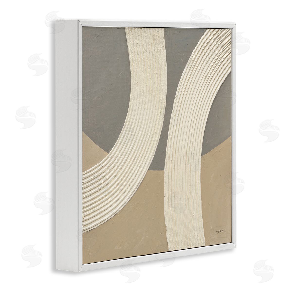 Mike Schick Modern Abstract Circles White Framed Giclee Wall Artside_