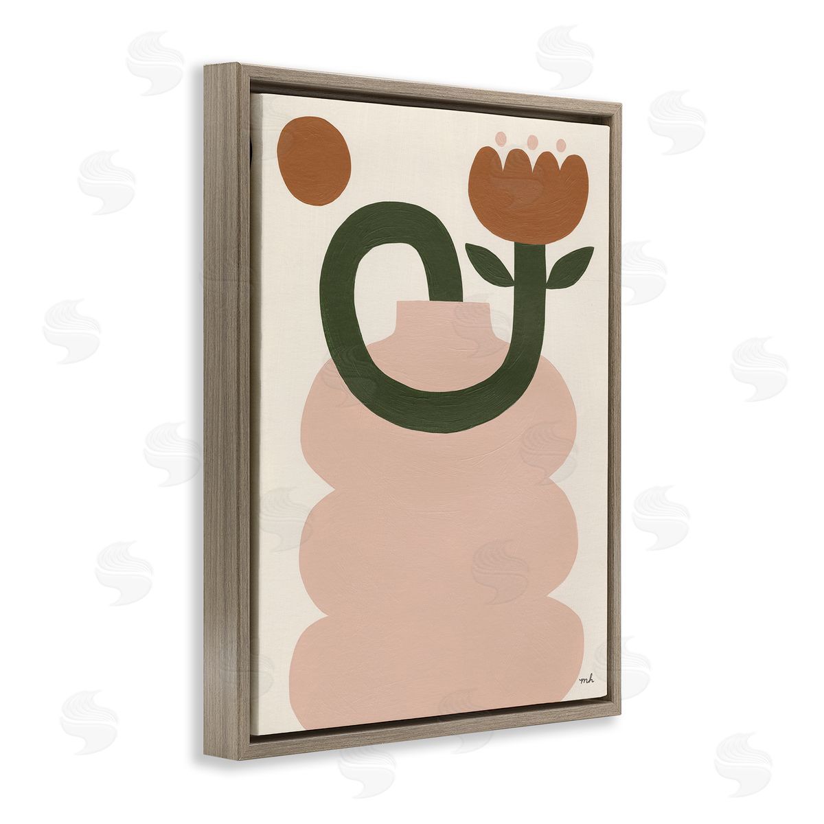Moira Hershey Abstract Boho Tulip Brown Floater Frame Canvas Artside_