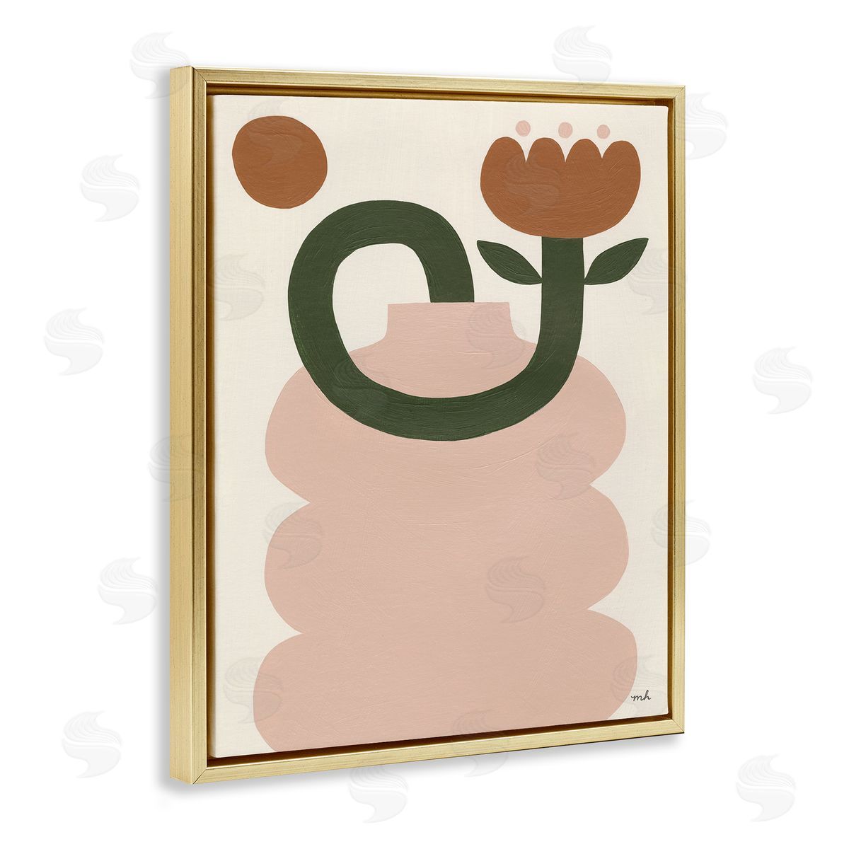 Moira Hershey Abstract Boho Tulip Gold Floater Frame Canvas Artside_