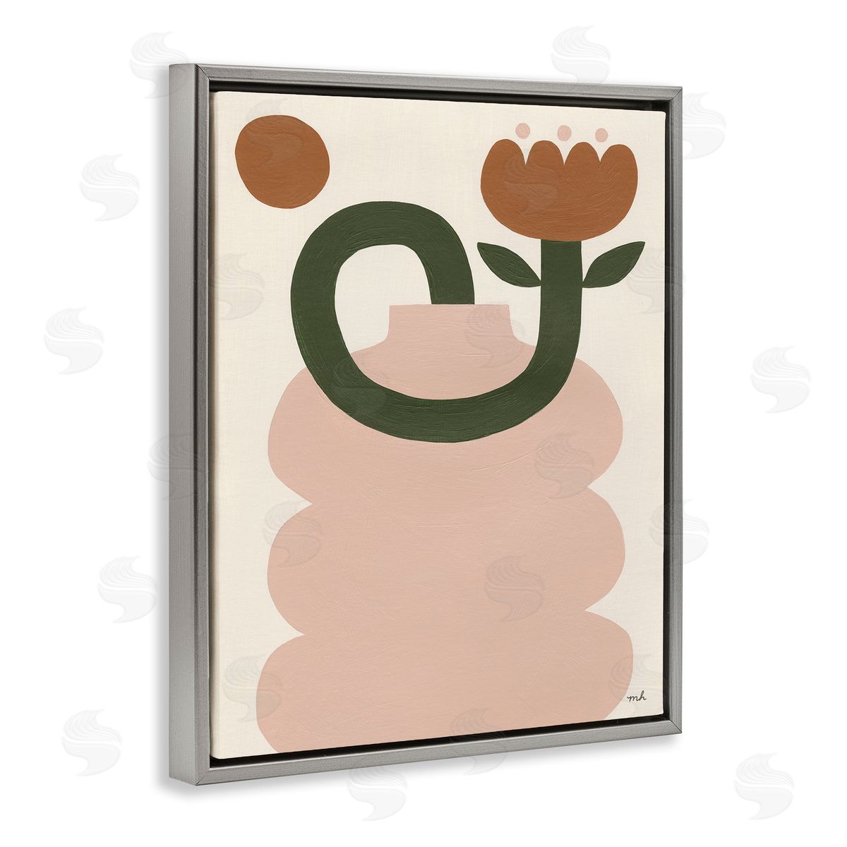 Moira Hershey Abstract Boho Tulip Gray Floater Frame Canvas Artside_