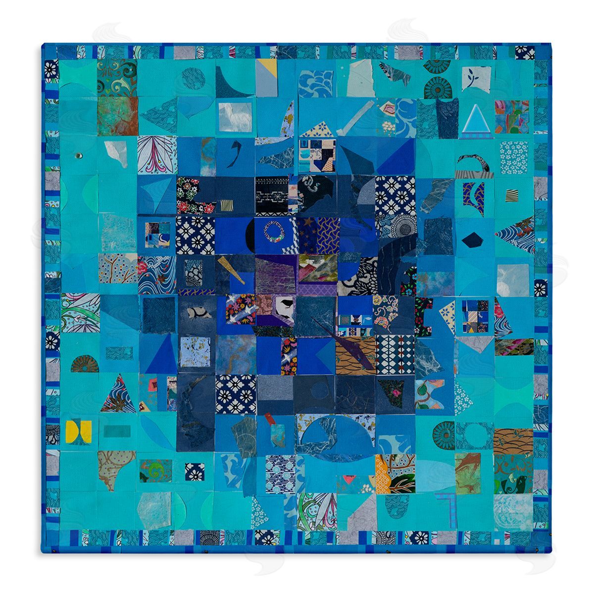 Pamela Fingado Blue Geometric Collage Canvas Wall Art