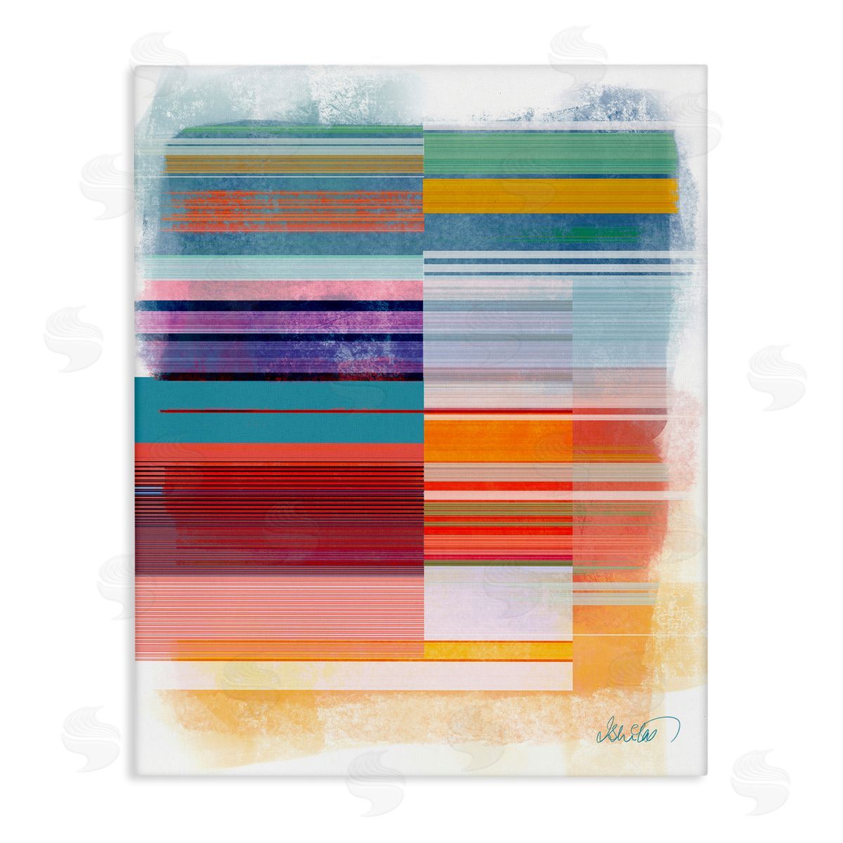 Ishita Banerjee Patterned Rainbow Abstract Canvas Wall Art