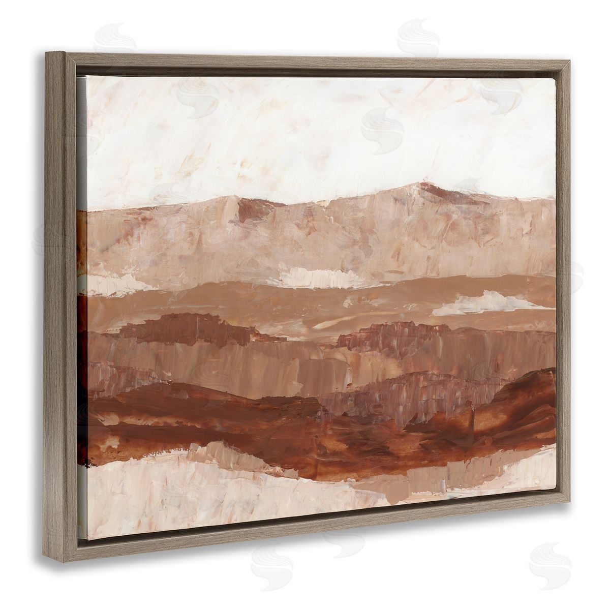 BlursByAI Abstract Canyon Painting Brown Floater Frame Canvas Artside_