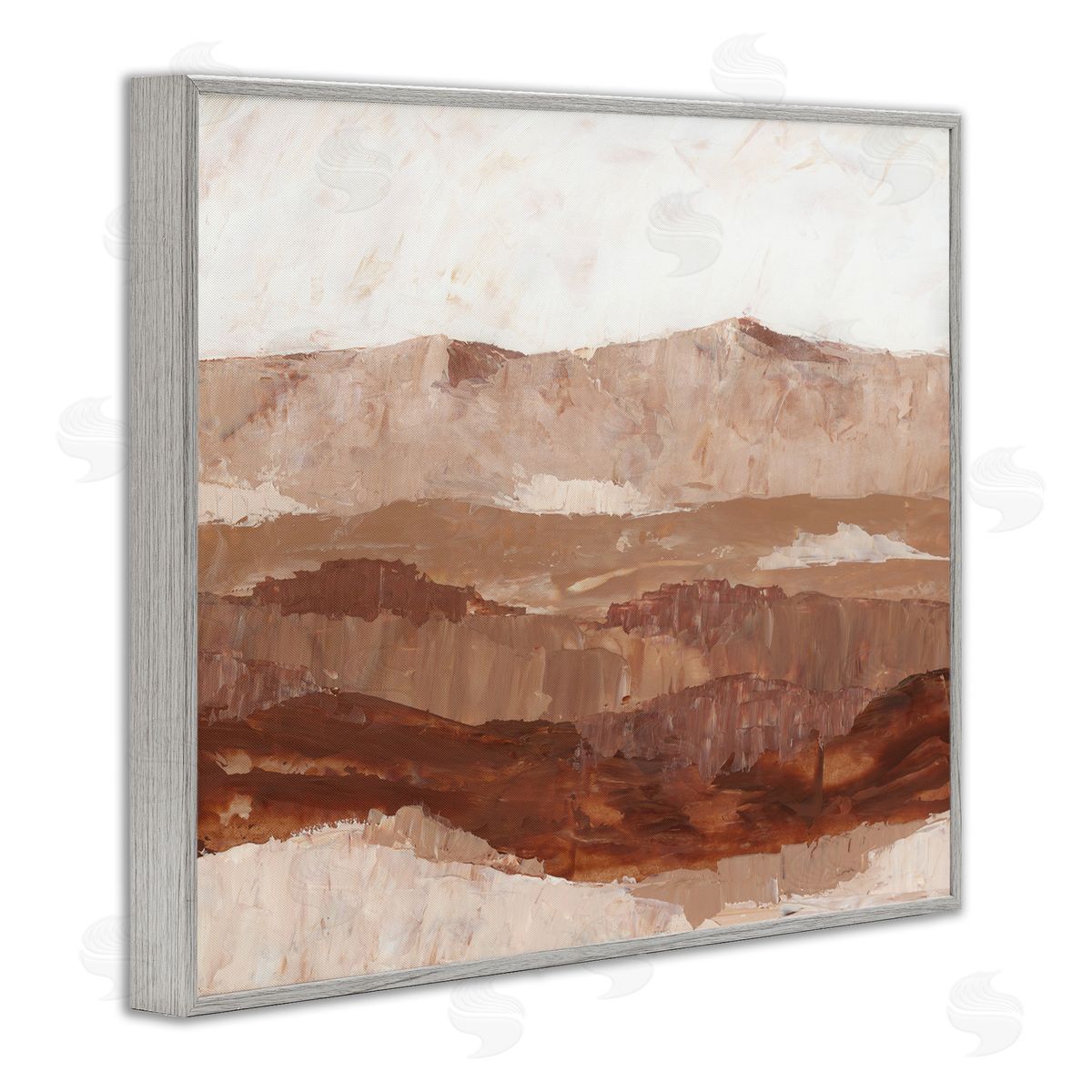 BlursByAI Abstract Canyon Painting Gray Framed Giclee Wall Artside_