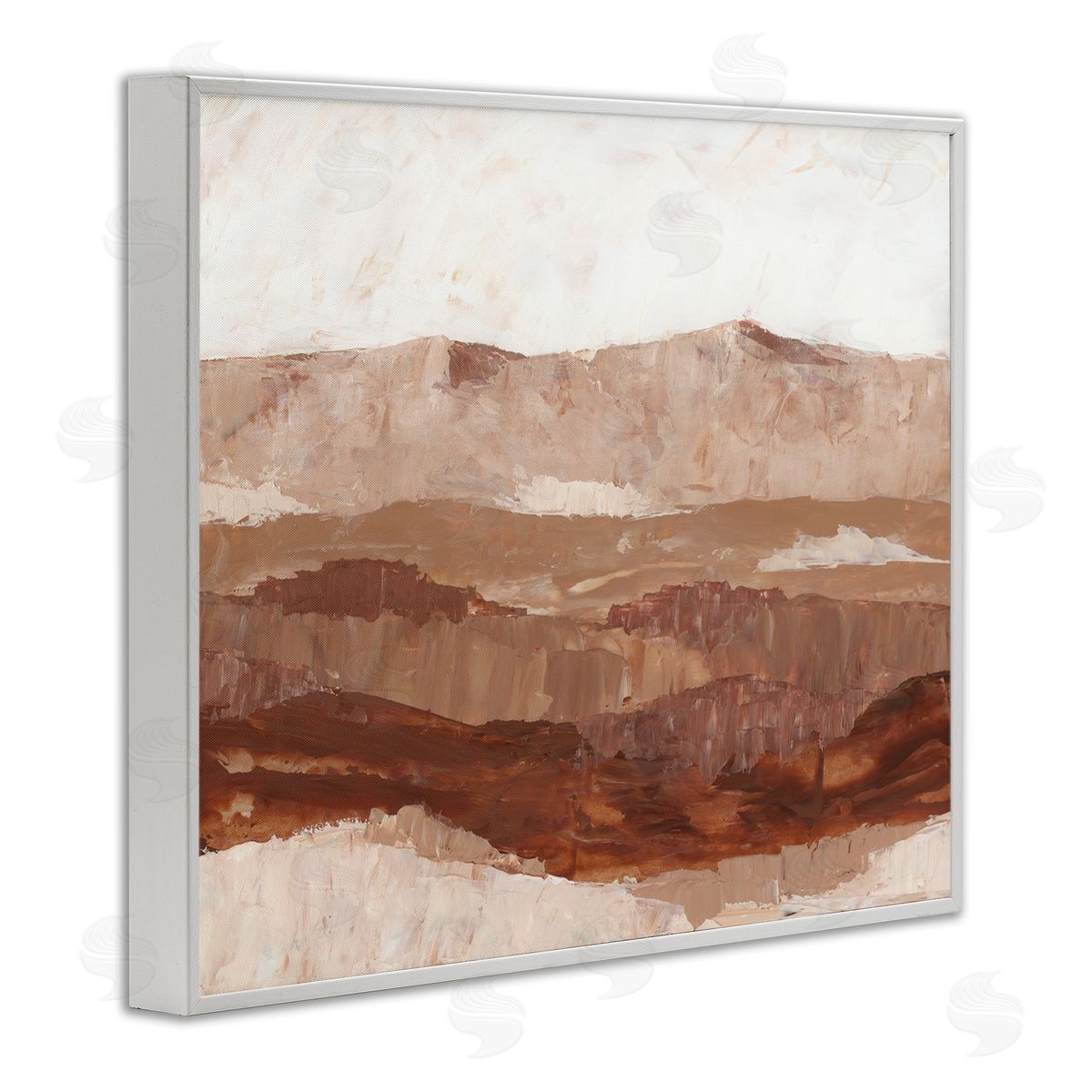 BlursByAI Abstract Canyon Painting White Framed Giclee Wall Artside_