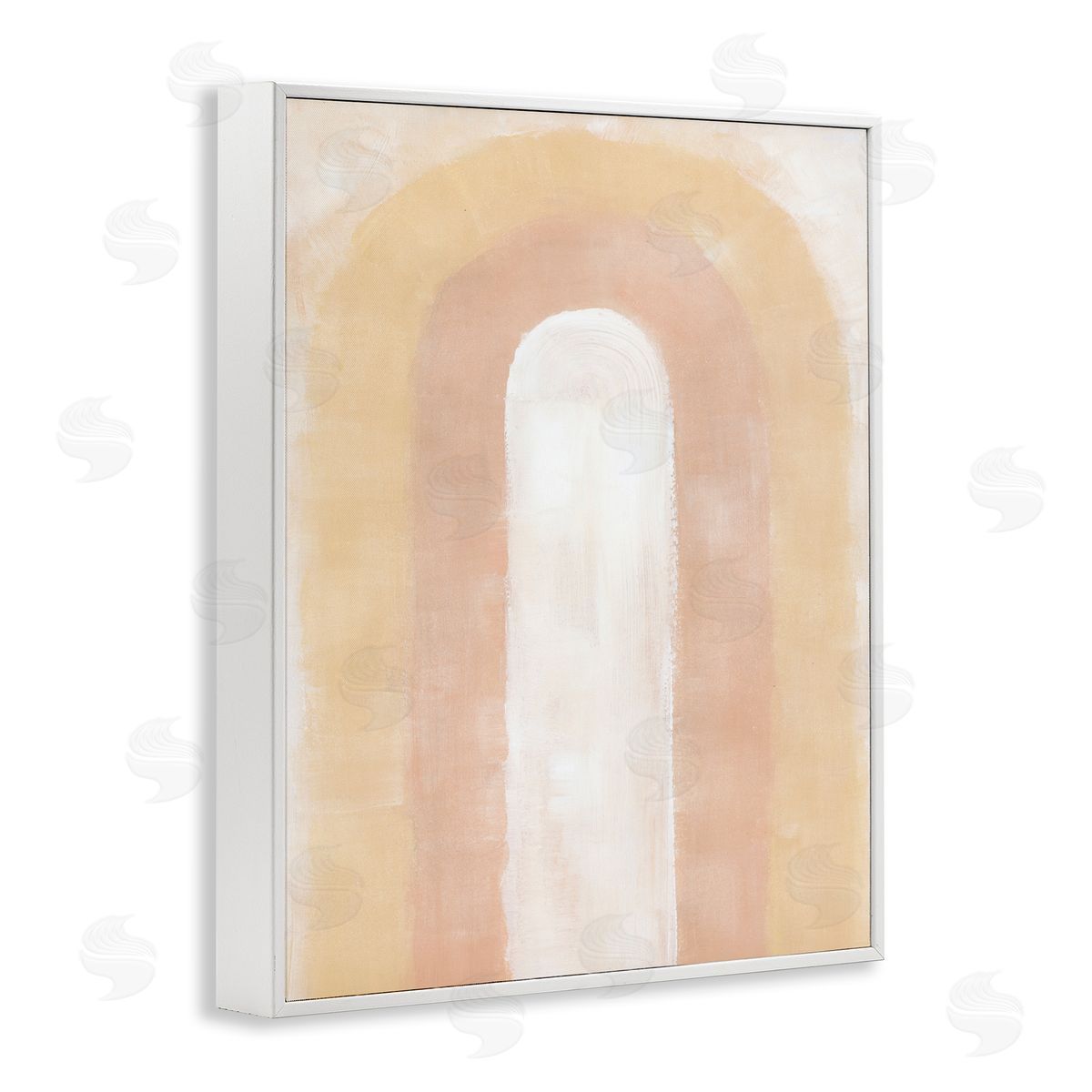 BlursByAI Abstract Rainbow Arch White Framed Giclee Wall Artside_