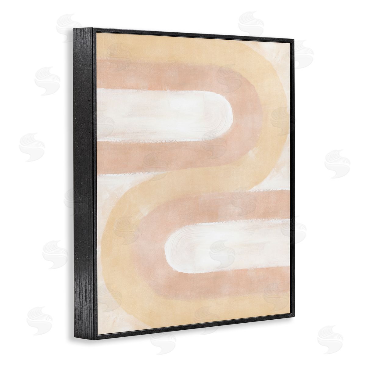BlursByAI Wavy Alternating Arches Black Framed Giclee Wall Artside_