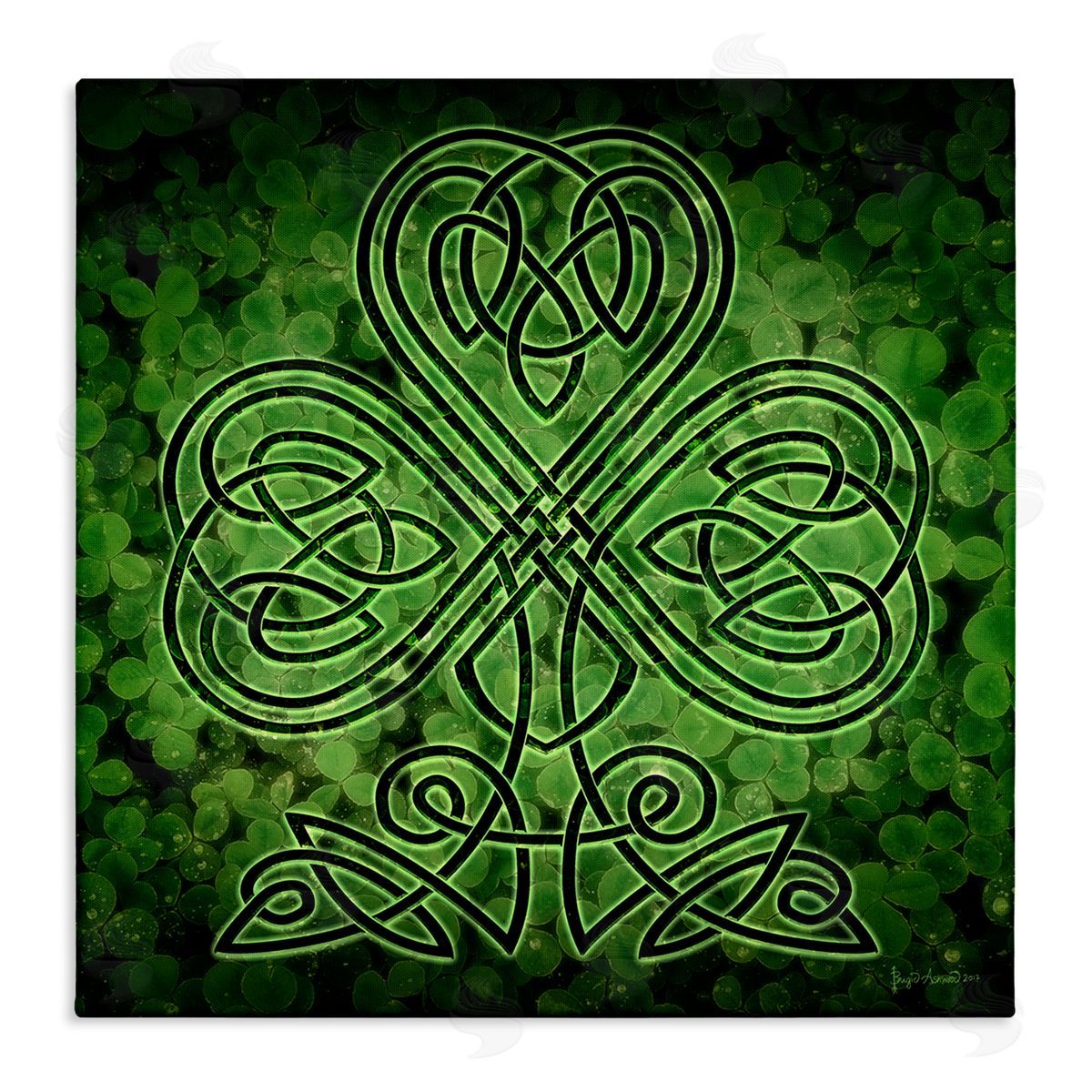 Brigid Ashwood Green Celtic Shamrock Knot Canvas Wall Art