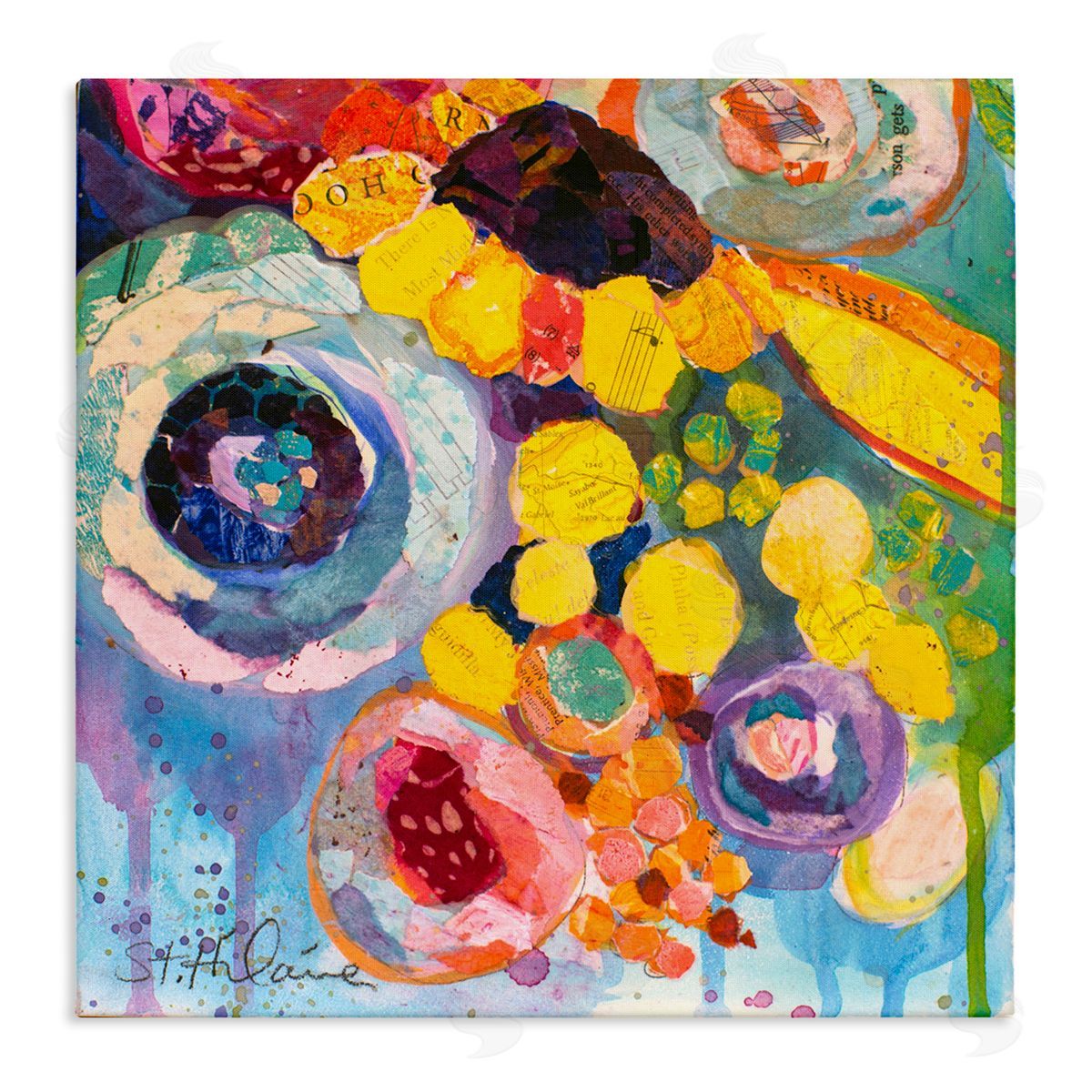 Elizabeth St. Hilaire Abstract Bold Flower Painting Canvas Wall Art