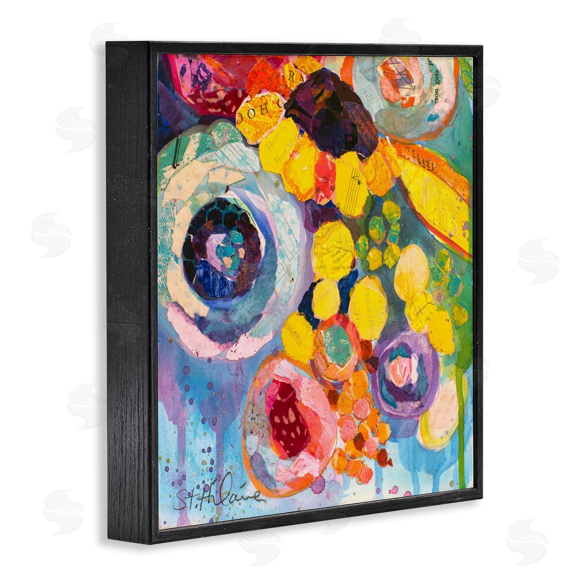 Elizabeth St. Hilaire Abstract Bold Flower Painting Black Framed Giclee Wall Artside_