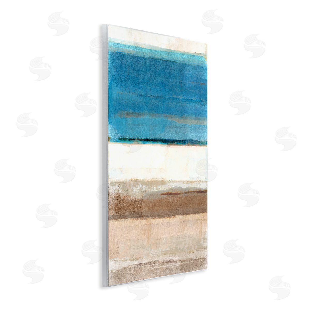 Flora Kouta Blue & Tan Abstraction Wall Plaque Artside_