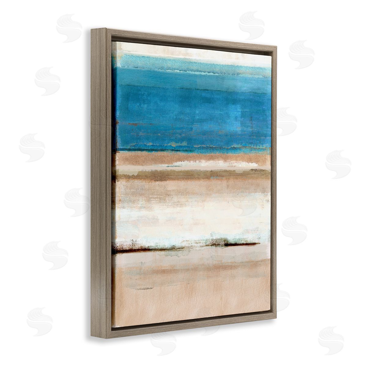 Flora Kouta Abstract Beach Landscape Brown Floater Frame Canvas Artside_