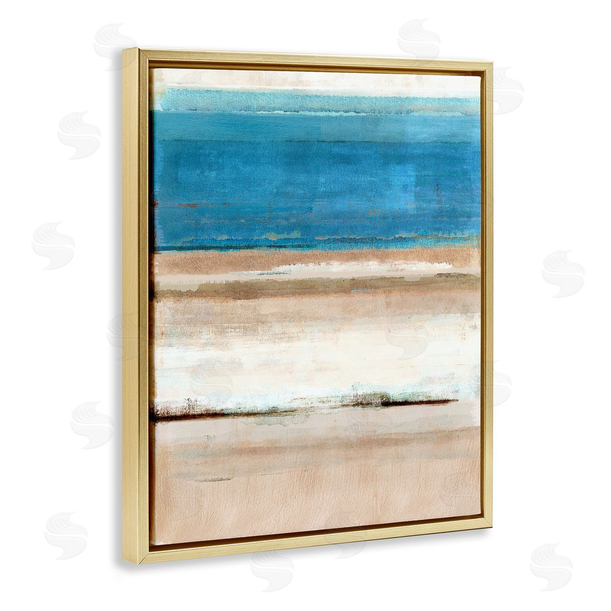 Flora Kouta Abstract Beach Landscape Gold Floater Frame Canvas Artside_