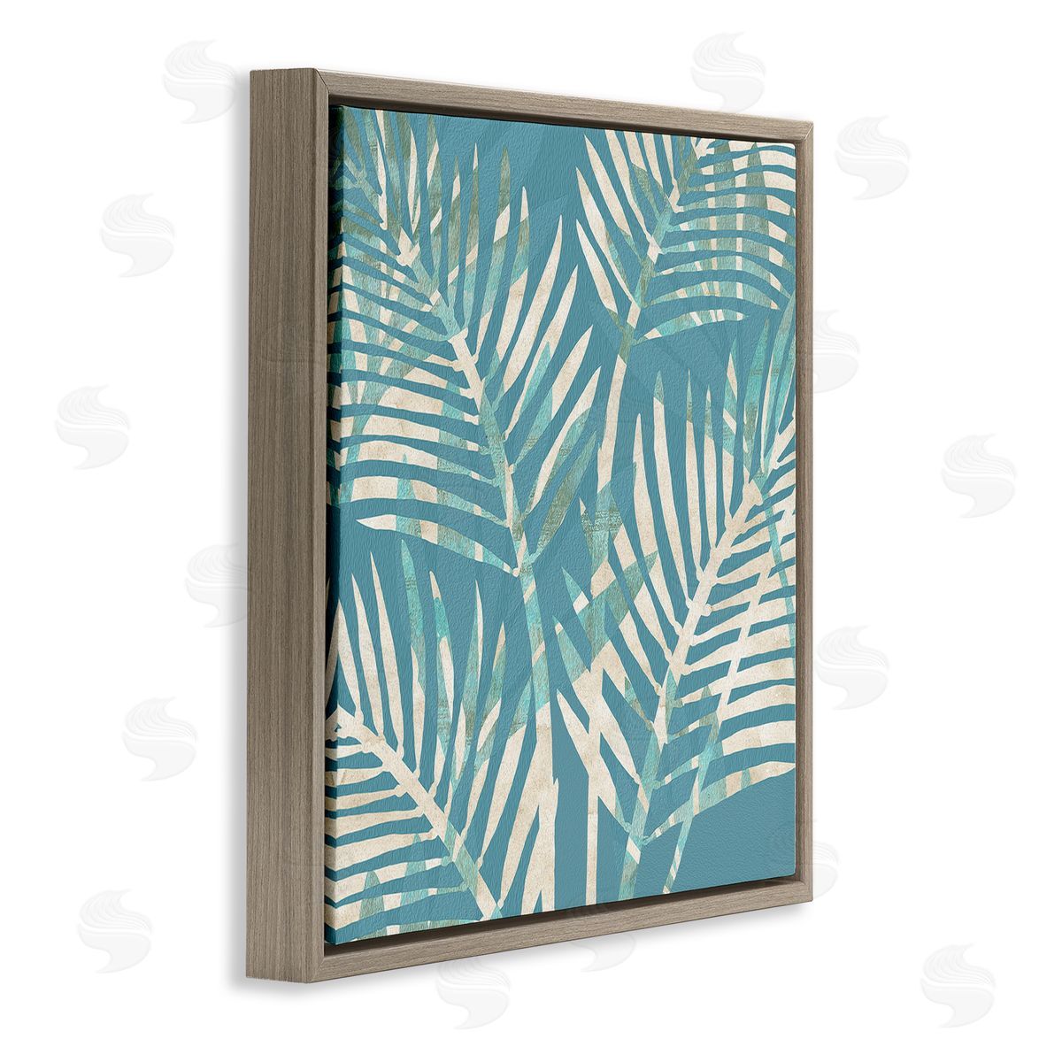Flora Kouta Tropical Leaves Abstract Brown Floater Frame Canvas Artside_