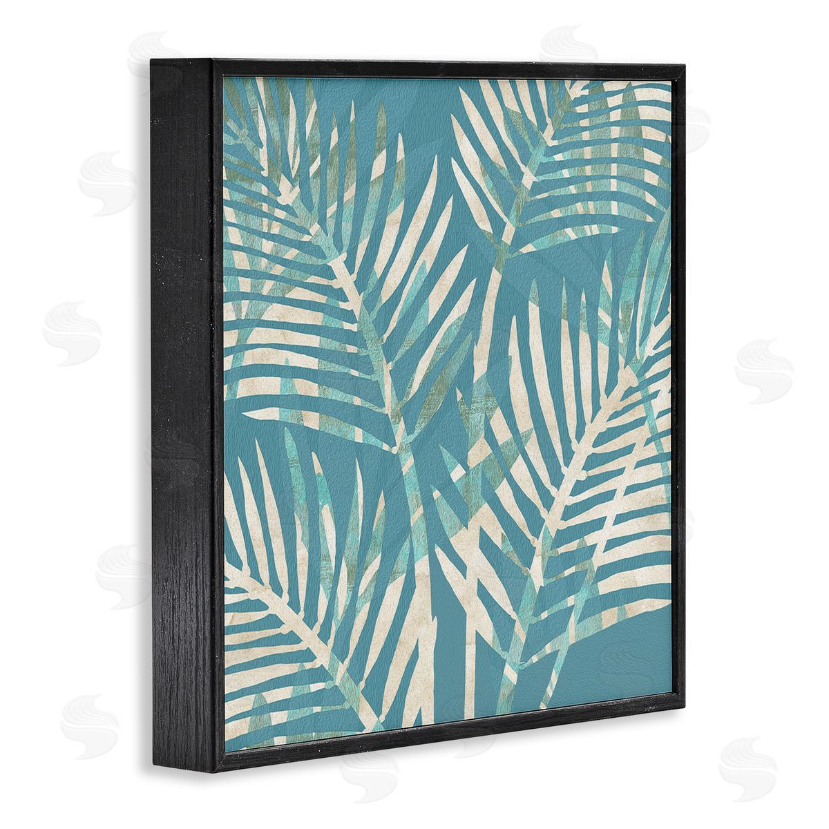 Flora Kouta Tropical Leaves Abstract Black Framed Giclee Wall Artside_