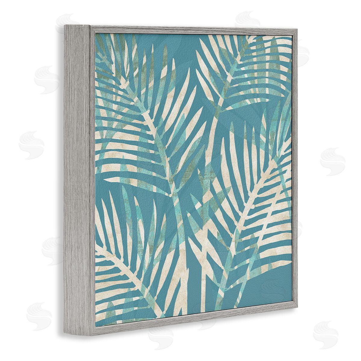 Flora Kouta Tropical Leaves Abstract Gray Framed Giclee Wall Artside_