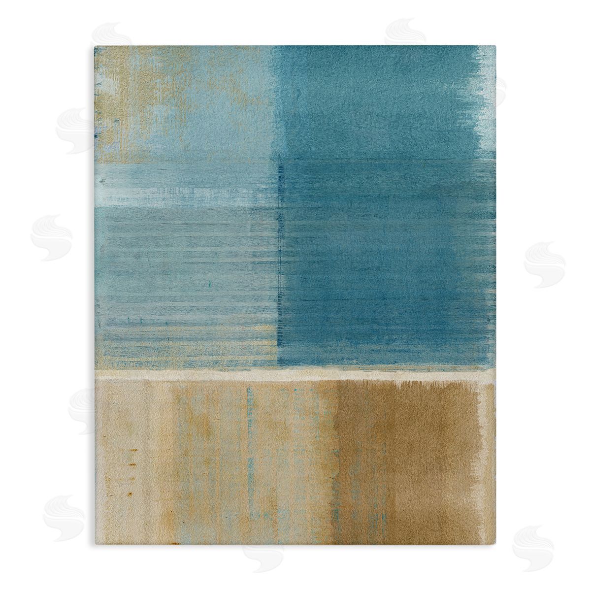 Flora Kouta Blue & Brown Painting Canvas Wall Art