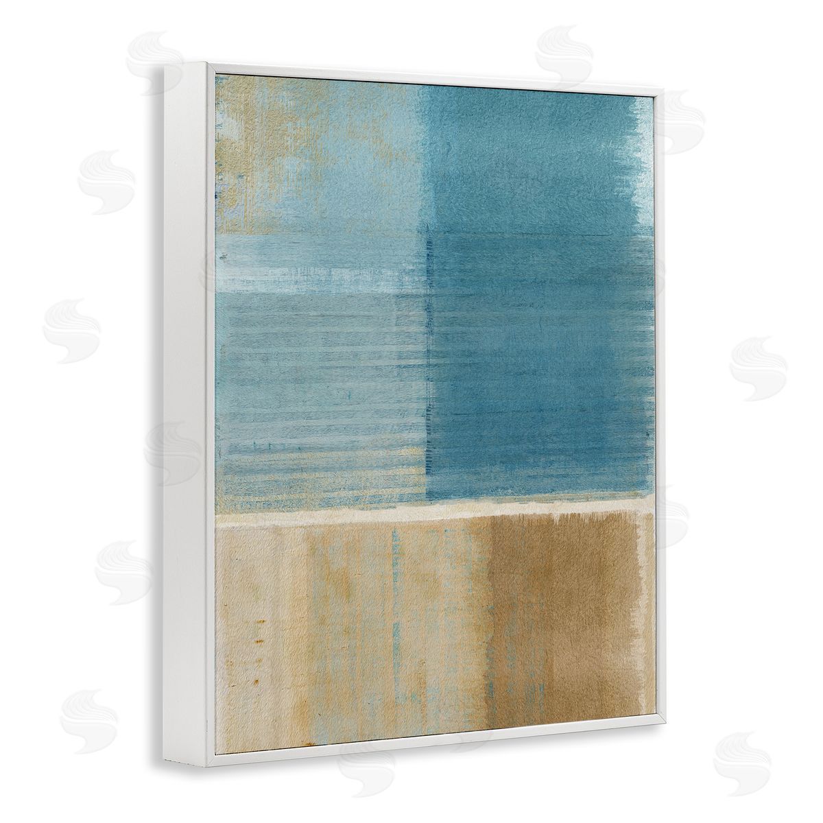Flora Kouta Blue & Brown Painting White Framed Giclee Wall Artside_