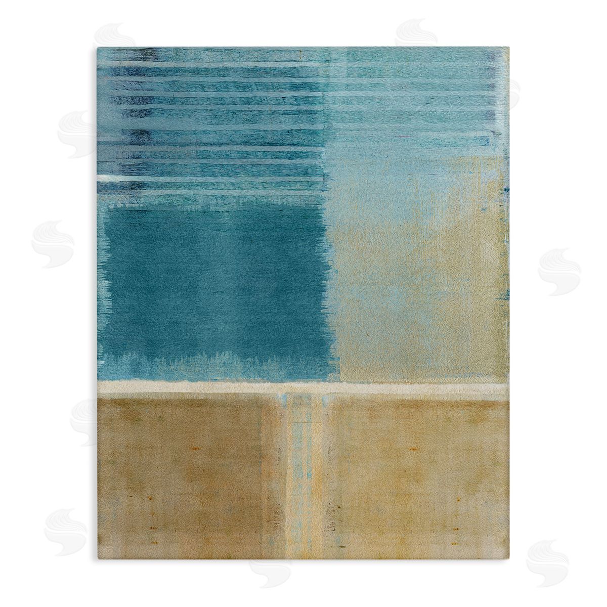 Flora Kouta Blue & Tan Painting Canvas Wall Art