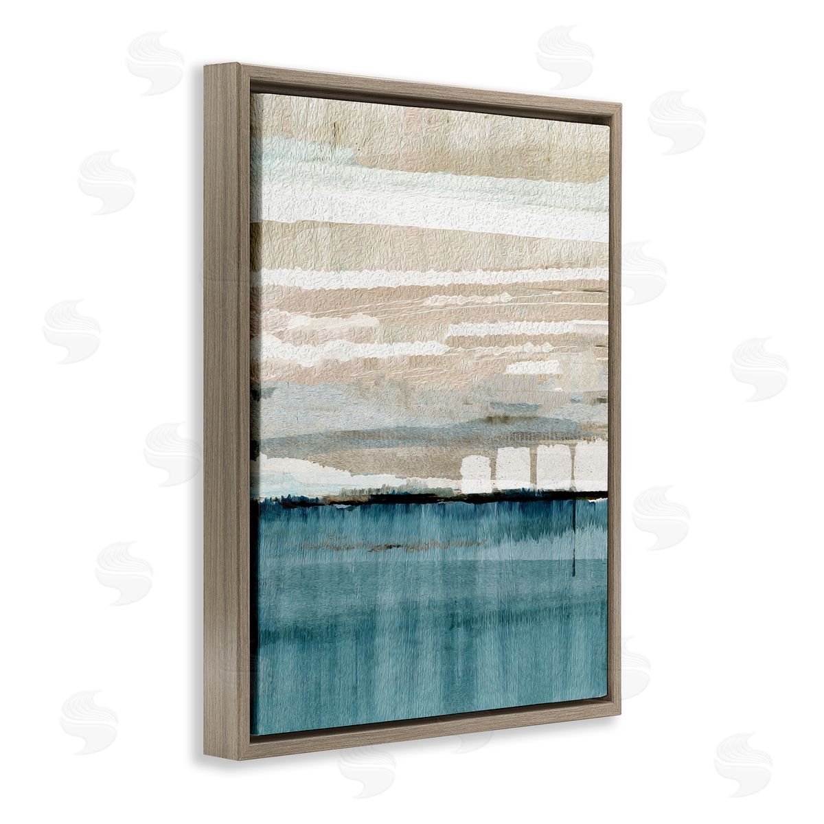 Flora Kouta Abstract Ocean Landscape Brown Floater Frame Canvas Artside_