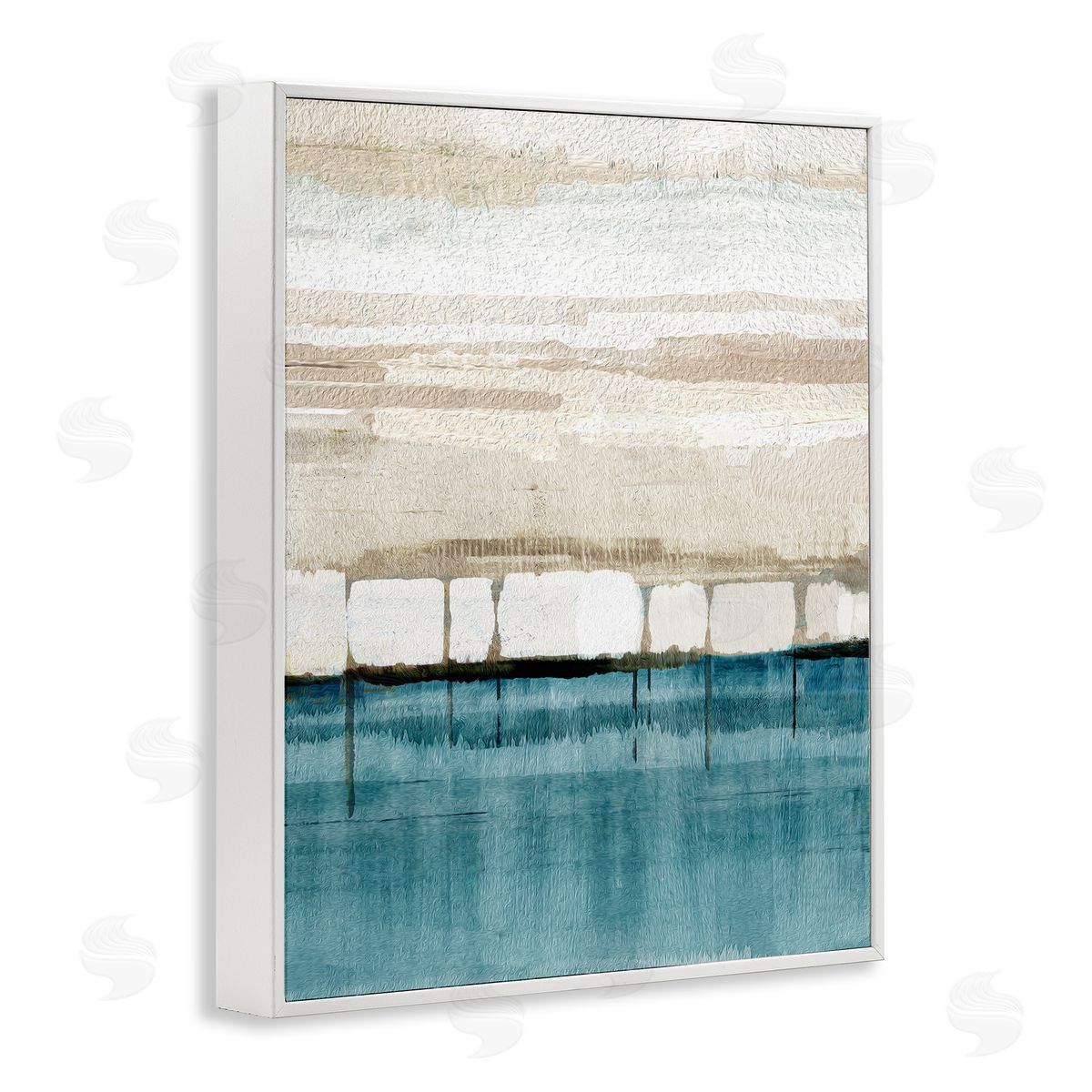 Flora Kouta Modern Landscape Abstraction White Framed Giclee Wall Artside_