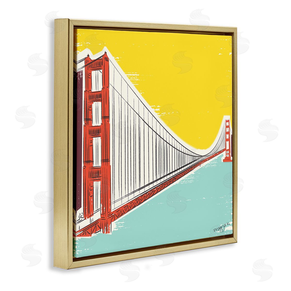 Pragya Kothari Modern Industrial Bridge Gold Floater Frame Canvas Artside_